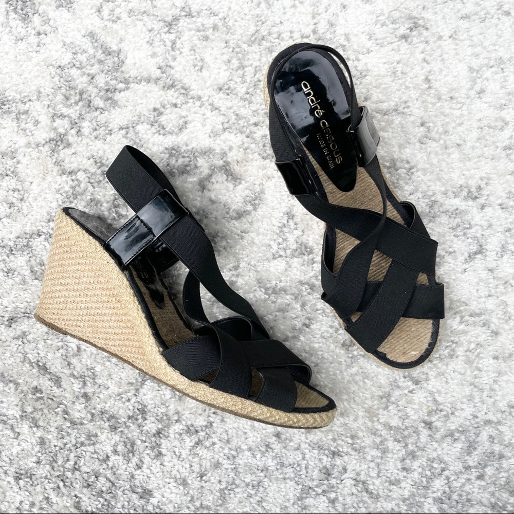 Andre Assous Elastic Wedge Espadrille shoes - Picture 1 of 6